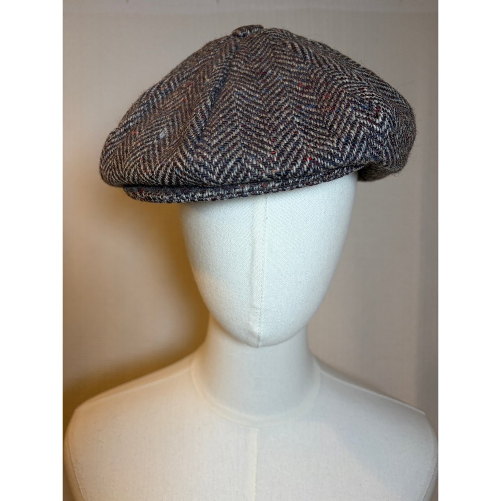 L.L. Bean Grey Hanna Hats Donegal Tweed Newsboy Cap Mens M Excellent